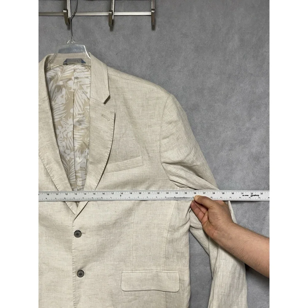 Tasso Elba Blazer Men 50R Beige Linen 2B Island Casual Academia Coat Luxury XXL
